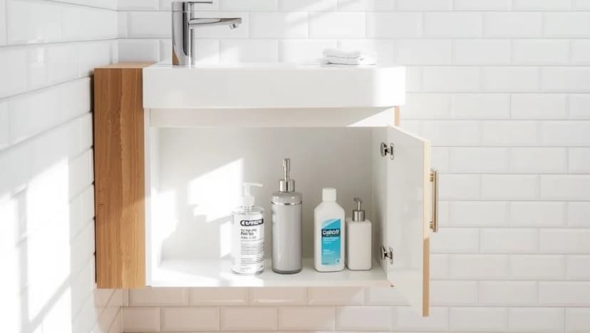 Badrumsskåp under handfat som sparar plats